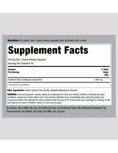 Hawthorn Berries, 1695 mg (per serving) - 180...