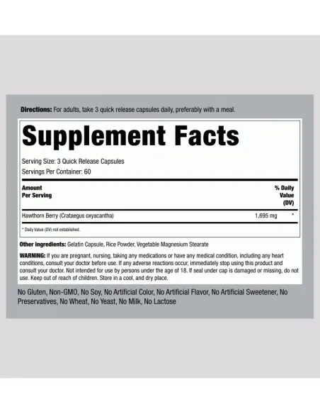 Hawthorn Berries, 1695 mg (per serving) - 180 Quick Release Capsules