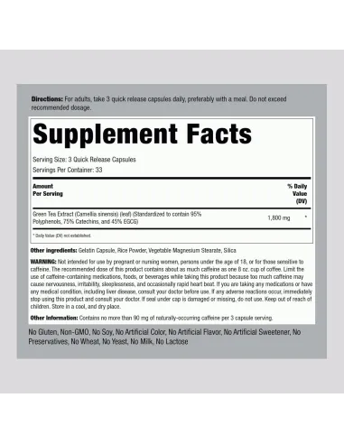 EGCG Green Tea Extract 1800 mg - 100 Capsules