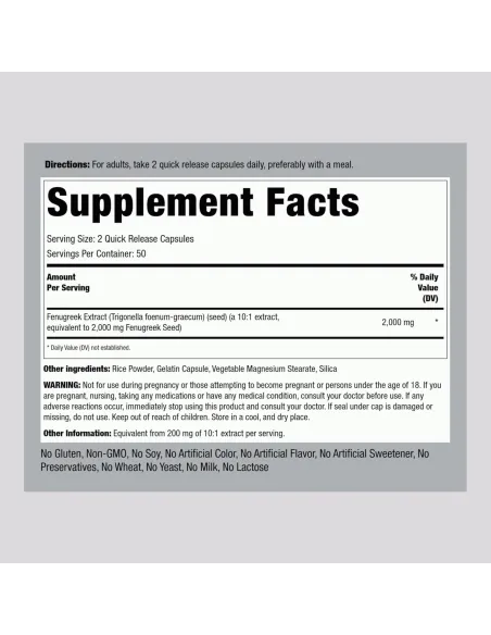 Fenugreek 2000mg - 100 Capsules