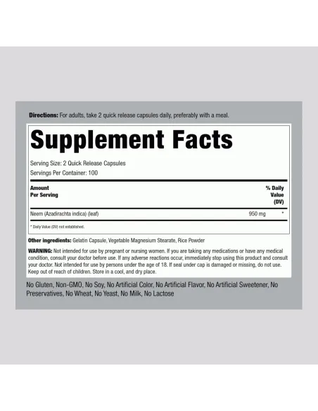 Neem Leaf 950 mg - 200 Capsules