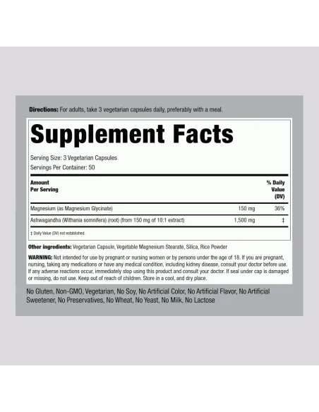 Magnesium Glycinate with Ashwagandha - 150 Capsules