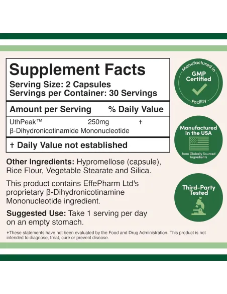 NMNH (Dihydronicotinamide Mononucleotide) 250 mg - 60 Capsules