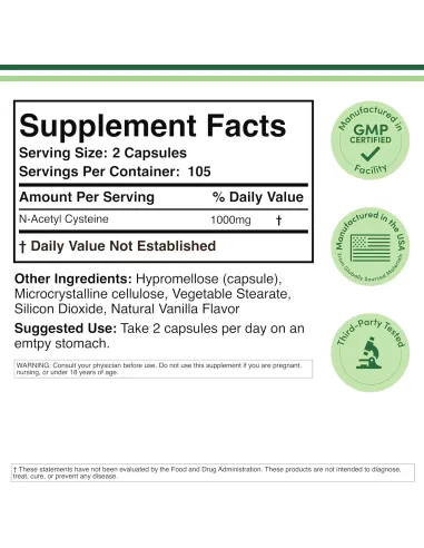 N-Acetyl Cysteine (NAC) 1000mg Per Serving -...