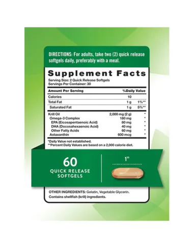 Krill Oil 2000 mg (Omega 3 Complex) - 60 Quick...