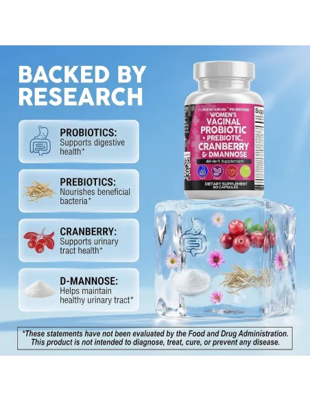 Women's Vaginal Probiotics with Cranberry - 60 Capsules( Best Before 2/2027 )