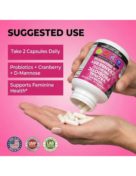 Women's Vaginal Probiotics with Cranberry - 60 Capsules( Best Before 2/2027 )