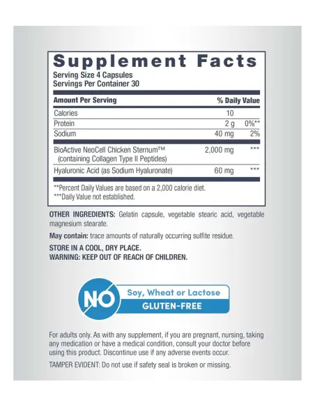 NeoCell Joint Complex Collagen Type II, Plus Hyaluronic Acid - 120 Capsules