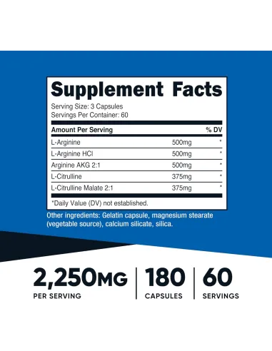Nitric Oxide Booster 2250mg Per Serving - 180...