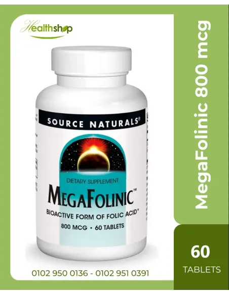 ميجافولينيك - الشكل النشط لحمض الفوليك، 800 ميكروغرام - 60 قرص