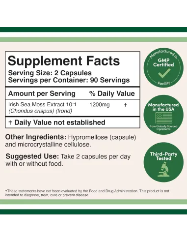Irish Sea Moss 1200mg -180 Capsules ( Best...