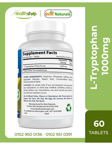 L-Tryptophan 1000mg - 60 Tablets ( Best before...