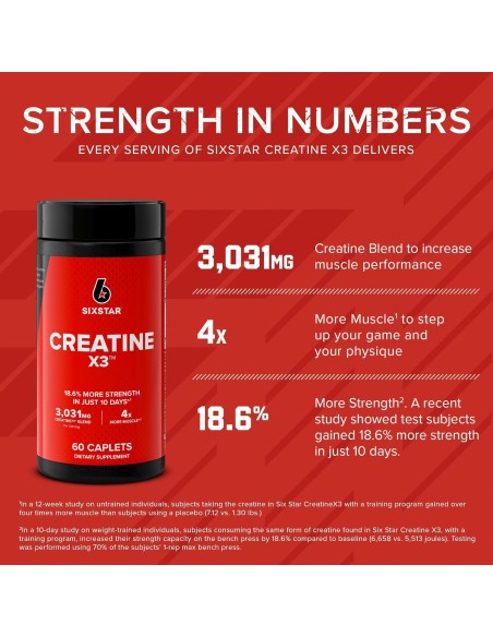 Six Star Creatine Pills X3 - 60 Caplets ( Best Before 12-2026 )