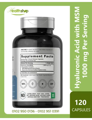 Hyaluronic Acid with MSM 1000 mg Per Serving -...