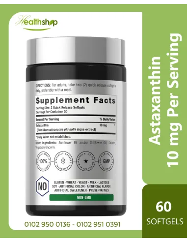 Astaxanthin Algae Derived Formula, 10mg Per...