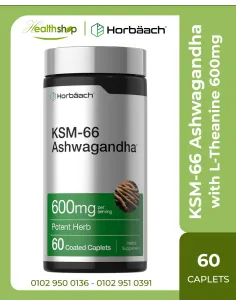 اشواغاندا مع ل-ثيانين 600 مجم - 60 كبسولة KSM 66