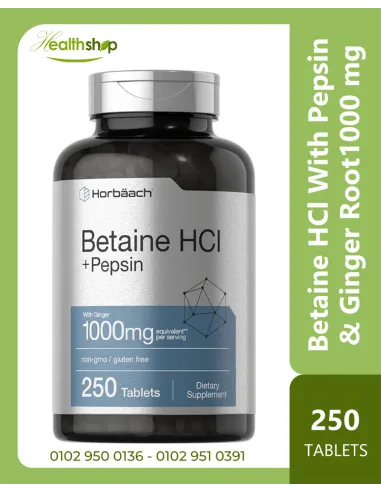 Betaine HCl With Pepsin & Ginger Root, 1000 mg...