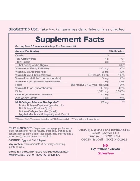 NeoCell Women's Multivitamin Gummy with Advanced Collagen And Essential Minerals - 80 Berry Flavor Gummies