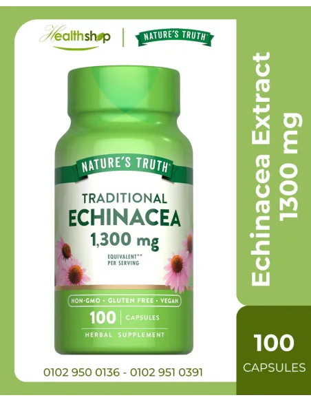 Echinacea Extract 1300 mg - 100 Vegetarian Capsules ( Best Before 3/2027 )