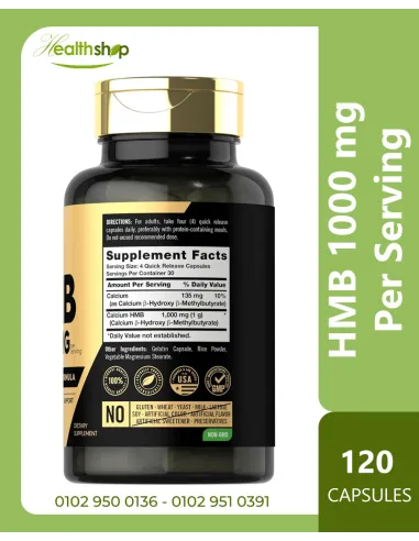 HMB 1000 mg Per Serving - 120 Capsules