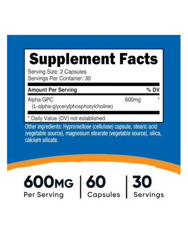 Alpha GPC 600mg – دعم التركيز والذاكرة | 60...