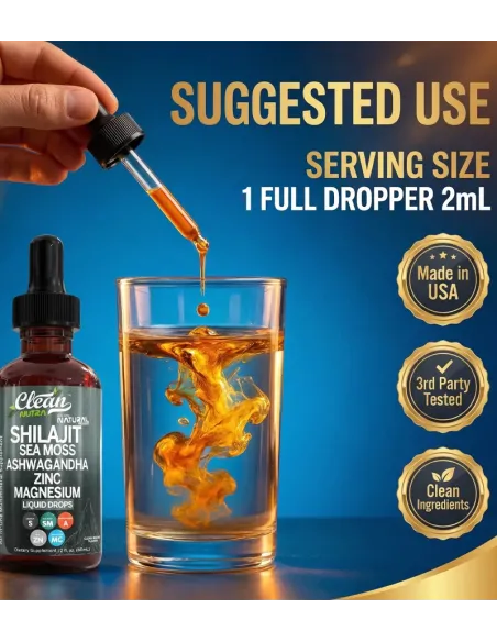 Shilajit Supplement for Men Women with Sea Moss Ashwagandha Zinc Magnesium - 60 ml