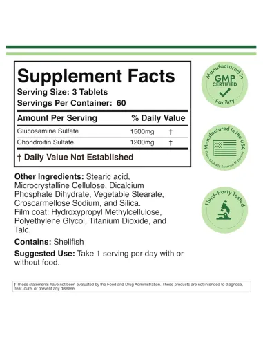 Glucosamine 1500mg + Chondroitin 1200mg Per...
