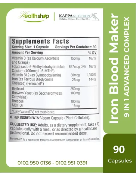 Iron Blood Maker / 9 IN 1 ADVANCED COMPLEX - 90 Capsules ( Best Before 11-2026 )