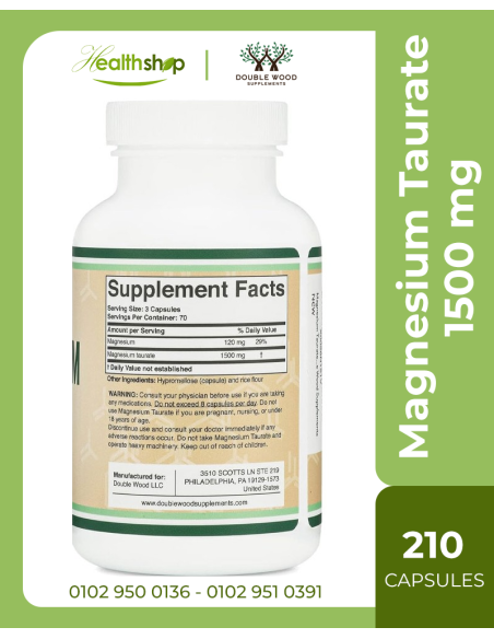 Magnesium Taurate 1500mg per Serving - 210 Vegan Capsules