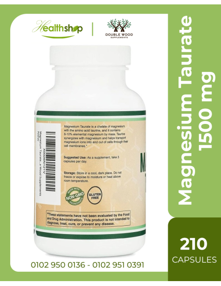 Magnesium Taurate 1500mg per Serving - 210 Vegan Capsules