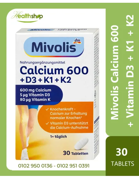Calcium 600 + Vitamin D3 + Vitamin K1 + K2  - 30 tablets