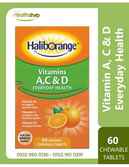 Haliborange Vitamin A, C & D Everyday Health For The Whole Family - 60 Chewable Tabltes Orange Flavour
