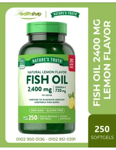 Fish Oil 2,400 mg 720 mg Omega-3 Natural Lemon Flavor -...