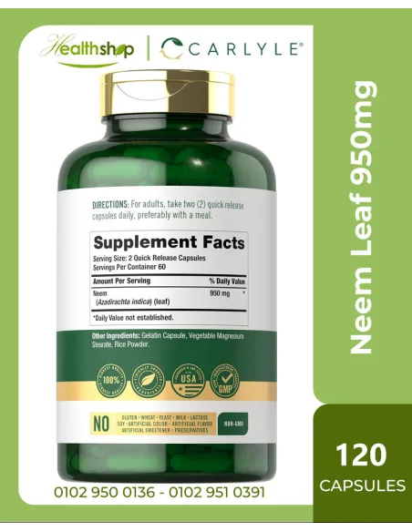 Carlyle Neem Leaf  950mg - 120 Capsules
