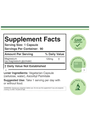 Magnesium Glycinate Extra Strength 120mg - 90...