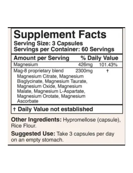MAG-8 Magnesium Complex (Contains 8 Different Forms of Magnesium) - 180 Capsules