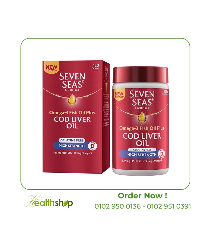 Seven Seas Cod Liver Oil High Strength Gelatine Free 120 Caps | Seven Seas | Omega 3 family  |
