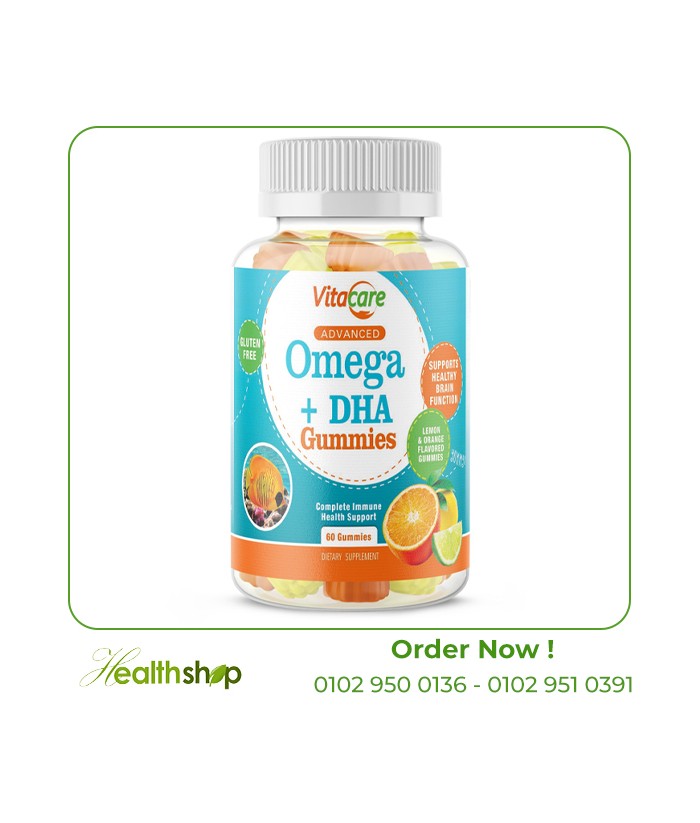 Omega + DHA gummies - 60 Gummies | Vitacare | Brain and concentration  |