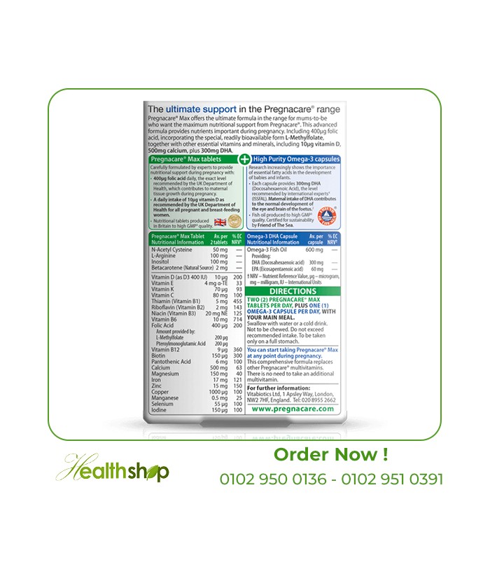 Get Online Pregnacare Max 84 Tab The Health Shop