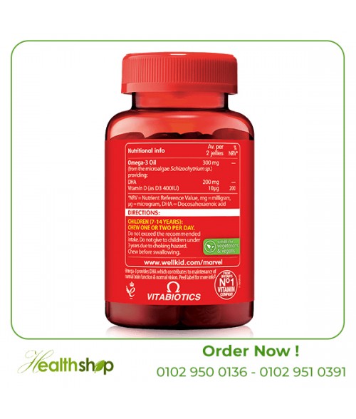 Wellkid Marvel Omega 3 - 50 Gummies | Vitabiotics | Kids  |