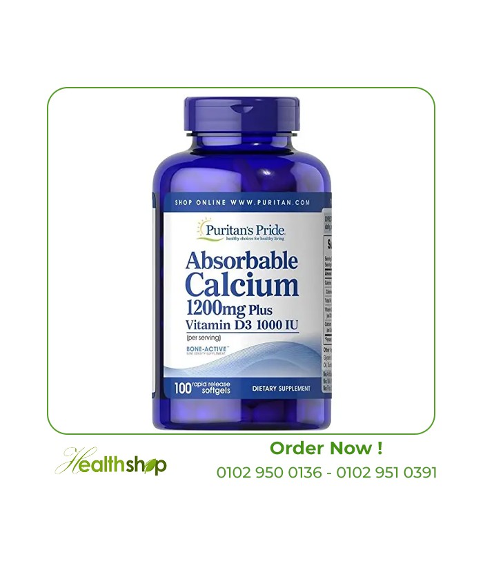 Absorbable Calcium 1200 mg with Vitamin D 1000 IU 100 Softgels | Puritan's Pride | Minerals  |