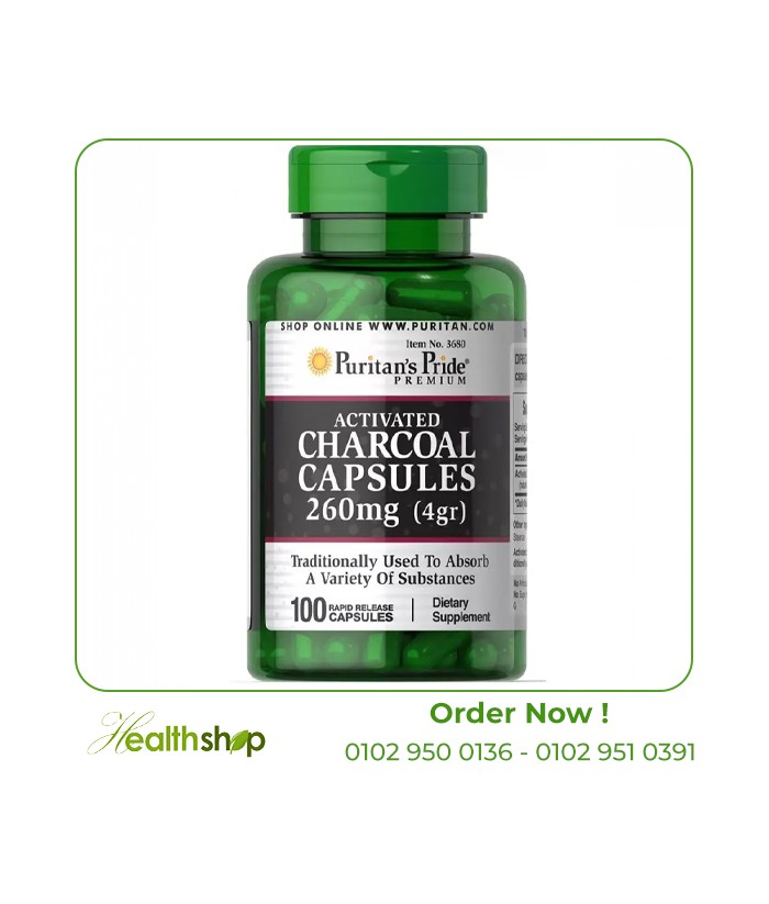 Charcoal (Activated) 260 mg | Puritan's Pride | Benefits  |