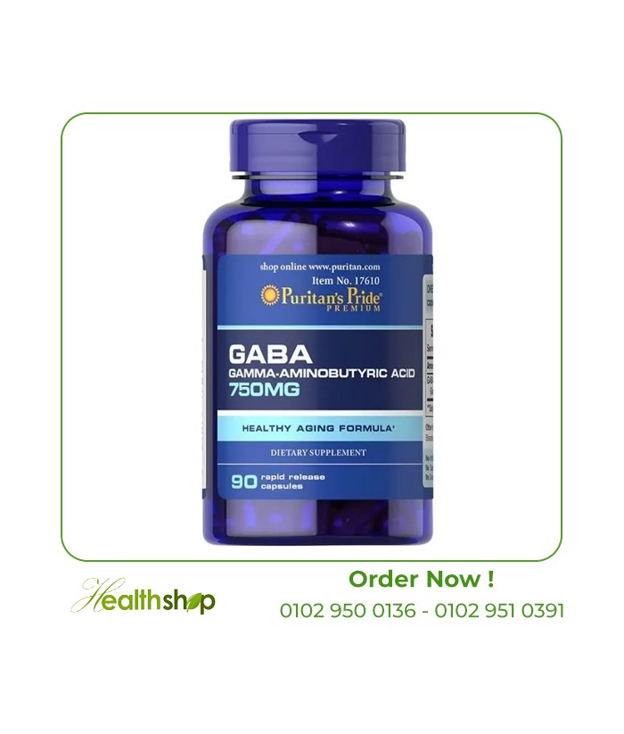 GABA (Gamma Aminobutyric Acid) 750 mg 90 Capsules | Puritan's Pride | Brain and concentration  |