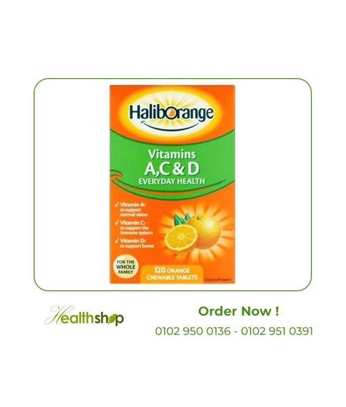 Vitamins A, C & D 120 Orange chewable Tablets | Haliborange | Kids  |