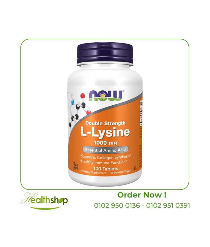 L-Lysine, Double Strength 1000 mg - 100 Tablets | now foods | Body Building  |