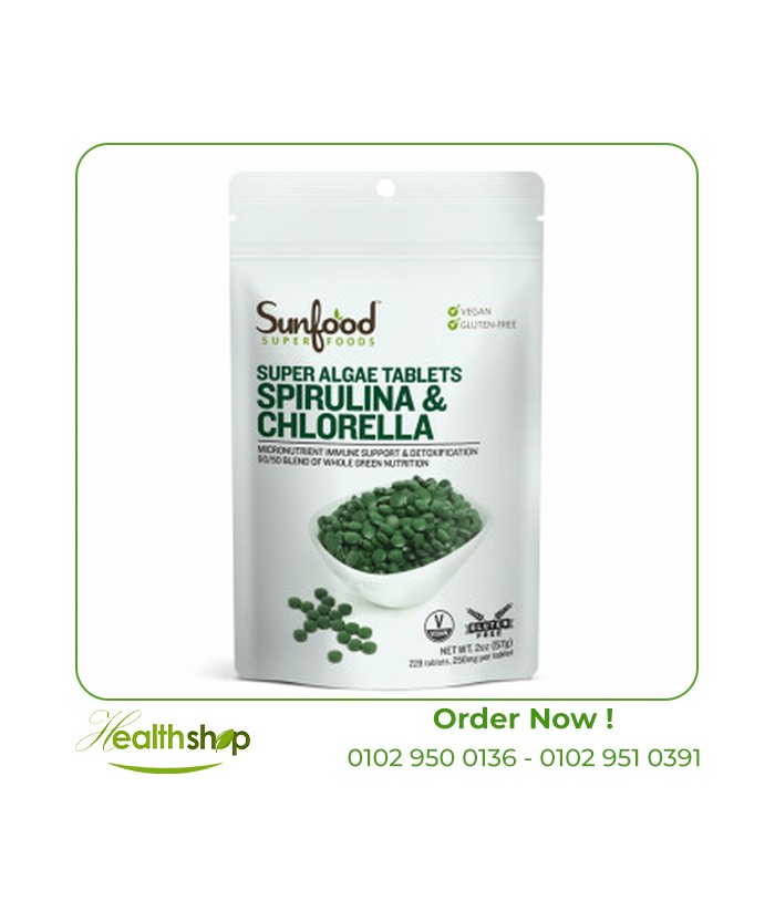 Spirulina & Chlorella / 228 Tablets | Sunfood | Green Products  |