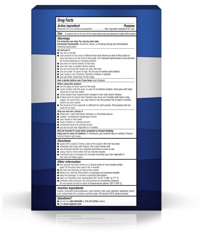 ROGAINE 5% Minoxidil Unscented Foam For Men | Rogaine | Hair Loss products  |