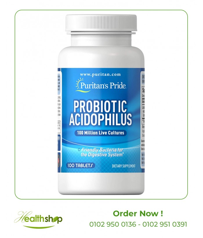 Probiotic Acidophilus 100 Million / 100 Tablets ( Expiry Date 4/2023 ) | Puritan's Pride | Digestive system  |