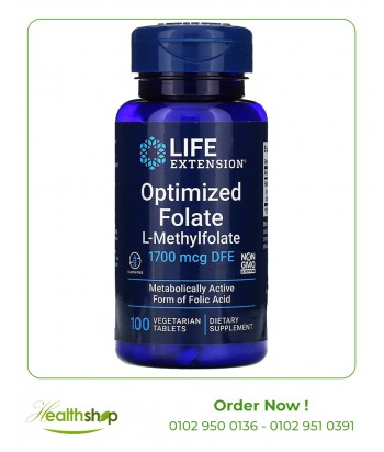 الفولات المُحَسّن لـ- ميثيلفولات 1700 ميكروغرام - 100 قرص | Life Extension