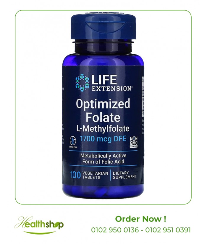 Optimized Folate L-Methylfolate 1700 mcg - 100 Tablets | Life Extension | Women  |